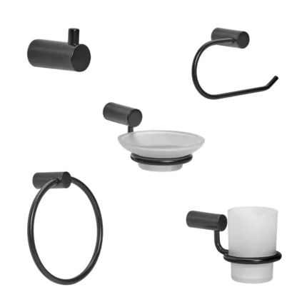 Kit De Accesorios Baño Negro 5 Piezas Peirano 1005Bl